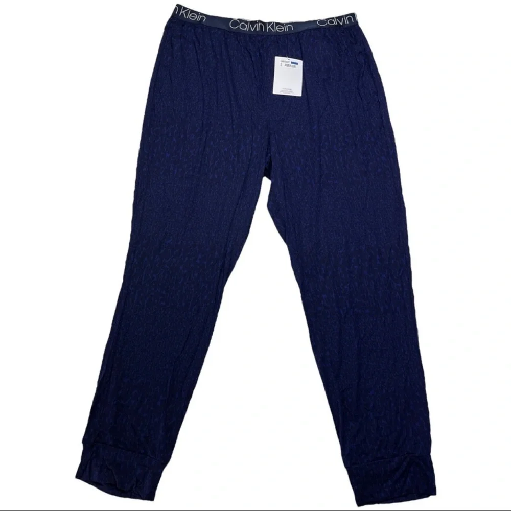 Calvin Klein Ultra Soft Abstract Blue Modal Lounge Jogger Mens Sleepwear XL - Picture 4 of 10
